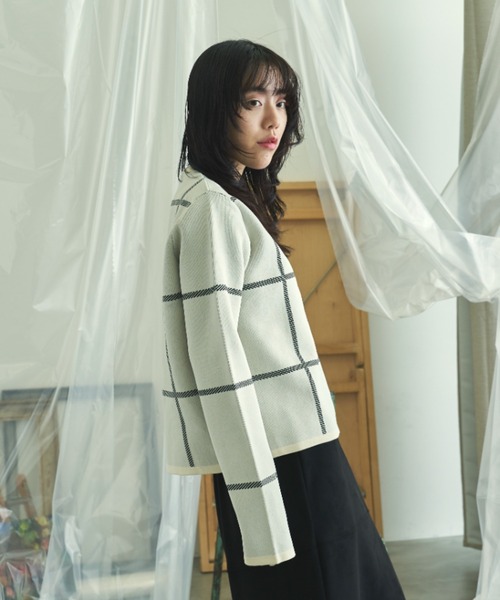 VACANCY（ヴァカンシー）の「アソート柄ニットカーディガン（カーディガン/ボレロ・レディース・ブラック/オレンジ/ブルー/アイボリー・FREE）」の7枚目の写真