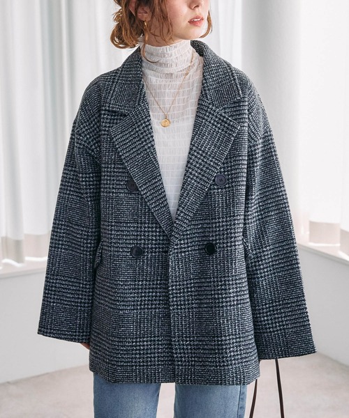 toucher du brise（トゥシェドブリーズ）の「【キルティング裏地で暖か】ミドル丈　グレンチェックジャケット（その他アウター・レディース・ブラック/ブラウン・M）」の6枚目の写真