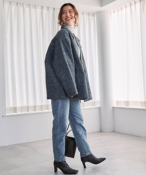 toucher du brise（トゥシェドブリーズ）の「【キルティング裏地で暖か】ミドル丈　グレンチェックジャケット（その他アウター・レディース・ブラック/ブラウン・M）」の9枚目の写真