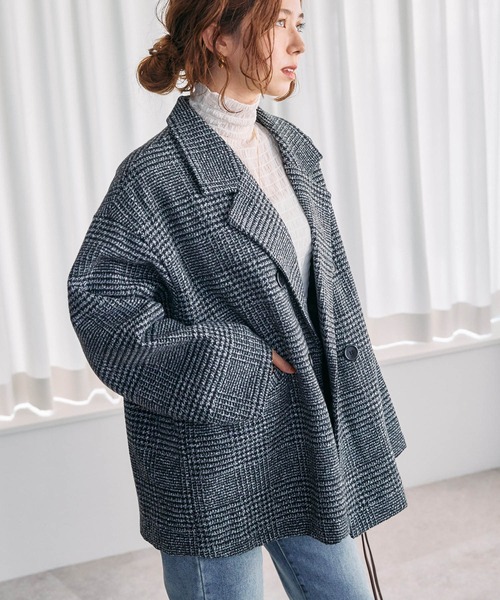 toucher du brise（トゥシェドブリーズ）の「【キルティング裏地で暖か】ミドル丈　グレンチェックジャケット（その他アウター・レディース・ブラック/ブラウン・M）」の8枚目の写真