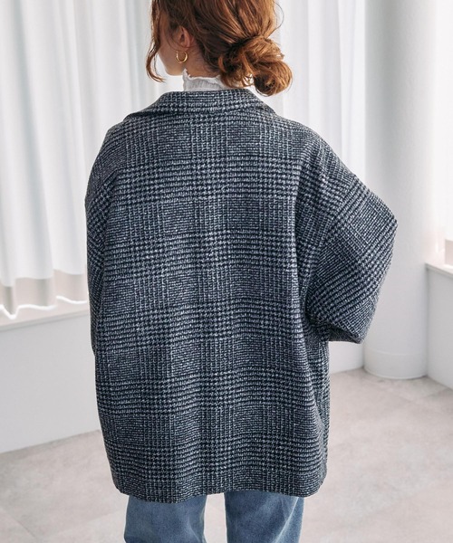 toucher du brise（トゥシェドブリーズ）の「【キルティング裏地で暖か】ミドル丈　グレンチェックジャケット（その他アウター・レディース・ブラック/ブラウン・M）」の11枚目の写真