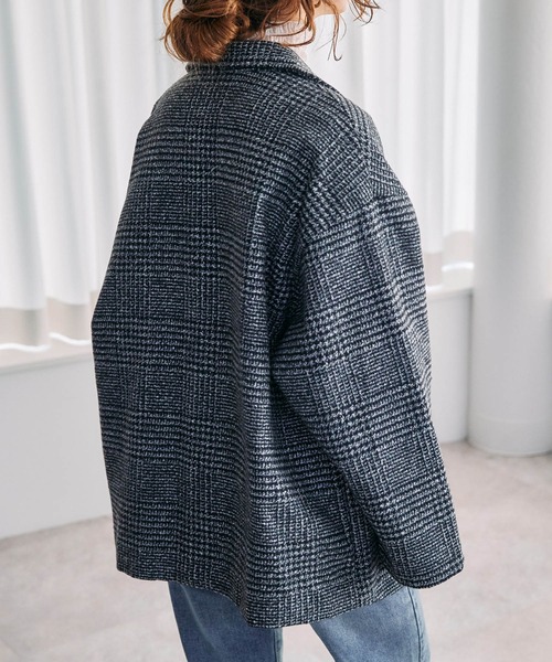 toucher du brise（トゥシェドブリーズ）の「【キルティング裏地で暖か】ミドル丈　グレンチェックジャケット（その他アウター・レディース・ブラック/ブラウン・M）」の5枚目の写真