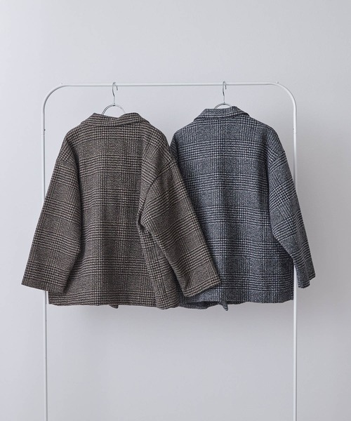 toucher du brise（トゥシェドブリーズ）の「【キルティング裏地で暖か】ミドル丈　グレンチェックジャケット（その他アウター・レディース・ブラック/ブラウン・M）」の12枚目の写真