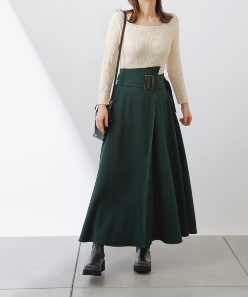 COLONY 2139（コロニートゥーワンスリーナイン）の「アシメウエストベルト付フレアスカート（スカート・レディース・モカ/ブラウン/グリーン・FREE）」の3枚目の写真
