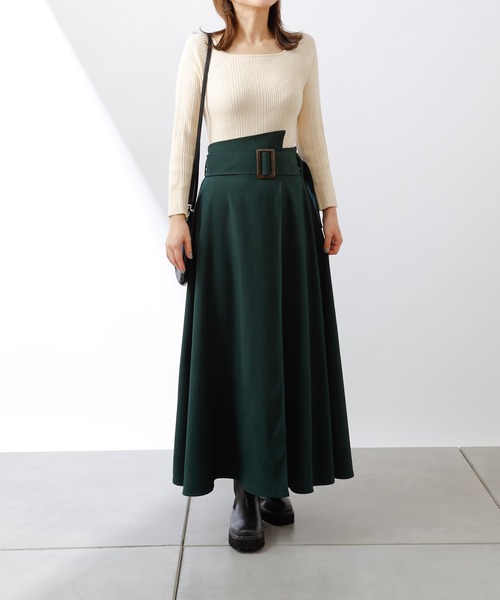 COLONY 2139（コロニートゥーワンスリーナイン）の「アシメウエストベルト付フレアスカート（スカート・レディース・モカ/ブラウン/グリーン・FREE）」の13枚目の写真