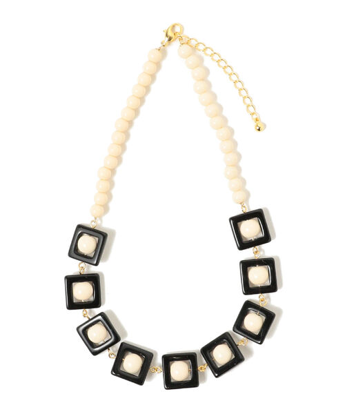 Ray BEAMS（レイビームス）の「Ray BEAMS / バイカラー スクエア ビーズ ネックレス（ネックレス・レディース・グリーン/ブラック・ONE SIZE）」の3枚目の写真