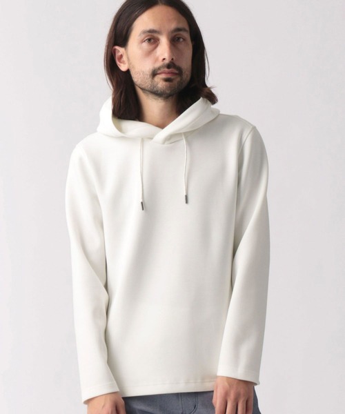 NICOLE CLUB FOR MEN（ニコルクラブフォーメン）の「ダンボールニットプルオーバーパーカ（パーカー・メンズ・チェック/サックスブルー系/キナリ/オフホワイト・MEDIUM/LARGE/X-LARGE）」の2枚目の写真