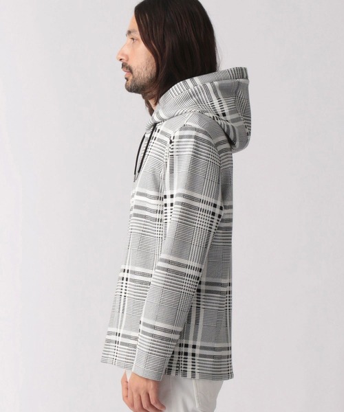 NICOLE CLUB FOR MEN（ニコルクラブフォーメン）の「ダンボールニットプルオーバーパーカ（パーカー・メンズ・チェック/サックスブルー系/キナリ/オフホワイト・MEDIUM/LARGE/X-LARGE）」の6枚目の写真