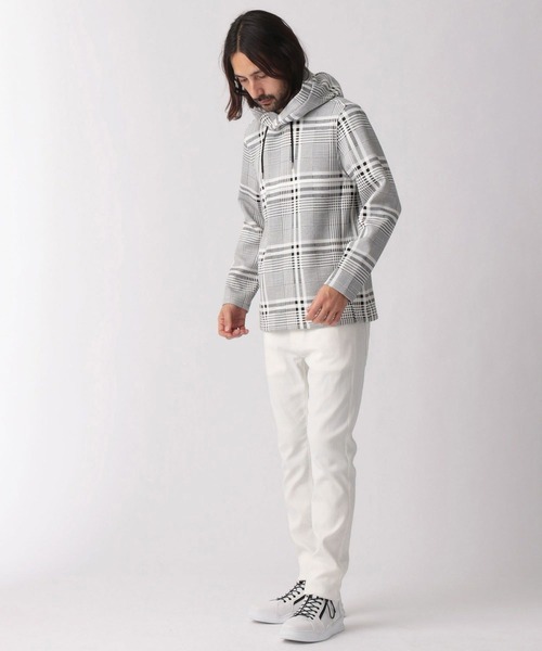 NICOLE CLUB FOR MEN（ニコルクラブフォーメン）の「ダンボールニットプルオーバーパーカ（パーカー・メンズ・チェック/サックスブルー系/キナリ/オフホワイト・MEDIUM/LARGE/X-LARGE）」の14枚目の写真