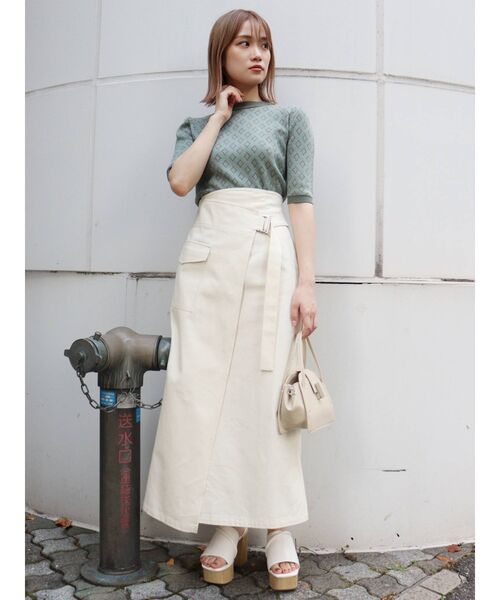 MURUA(ムルーア)の「アシメラップスカート(スカート・レディース・ブラック/アイボリー/モカ・1/2)」の10枚目の写真