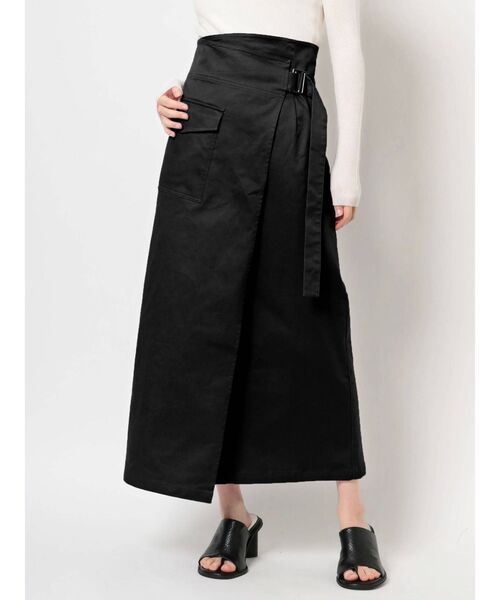 MURUA(ムルーア)の「アシメラップスカート(スカート・レディース・ブラック/アイボリー/モカ・1/2)」の6枚目の写真