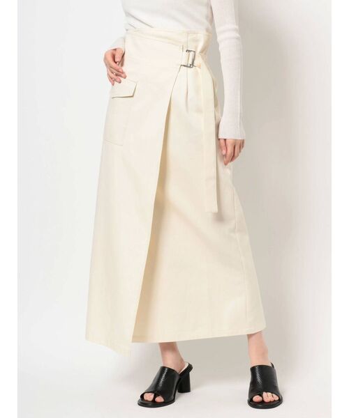 MURUA(ムルーア)の「アシメラップスカート(スカート・レディース・ブラック/アイボリー/モカ・1/2)」の7枚目の写真