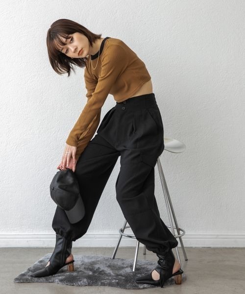 JEANASIS（ジーナシス）の「リブクロップドLST/266772（Tシャツ/カットソー・レディース・ホワイト/ブラック/ブルー/ブラウン系その他/カーキ・FREE）」の21枚目の写真