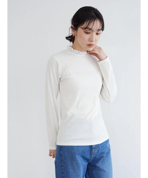 Green Parks(グリーンパークス)の「襟レースリブインナー(Tシャツ/カットソー・レディース・オフホワイト・FREE)」の2枚目の写真
