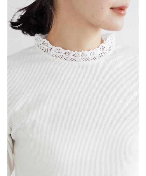 Green Parks(グリーンパークス)の「襟レースリブインナー(Tシャツ/カットソー・レディース・オフホワイト・FREE)」の4枚目の写真