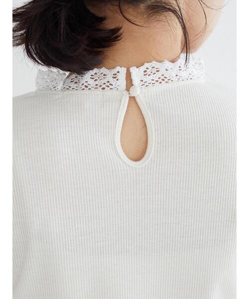 Green Parks(グリーンパークス)の「襟レースリブインナー(Tシャツ/カットソー・レディース・オフホワイト・FREE)」の5枚目の写真