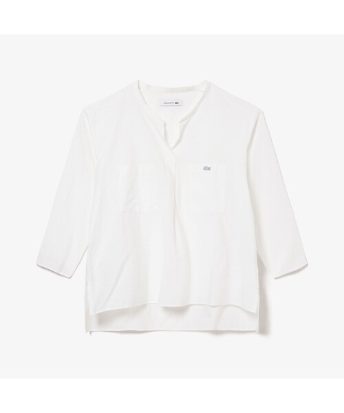 LACOSTE（ラコステ）の「コットンレーヨンスキッパーネックシャツ（シャツ/ブラウス・レディース・ホワイト/ベージュ・38/36/34/40）」の15枚目の写真