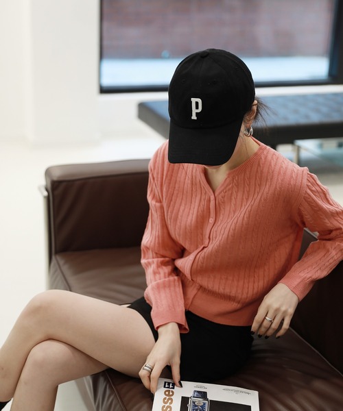 by muni:r（バイ ムニール）の「シンプルロゴPボールキャップ（キャップ・レディース・ブラック/ネイビー/グレー/ピンクベージュ・ONE SIZE）」の8枚目の写真