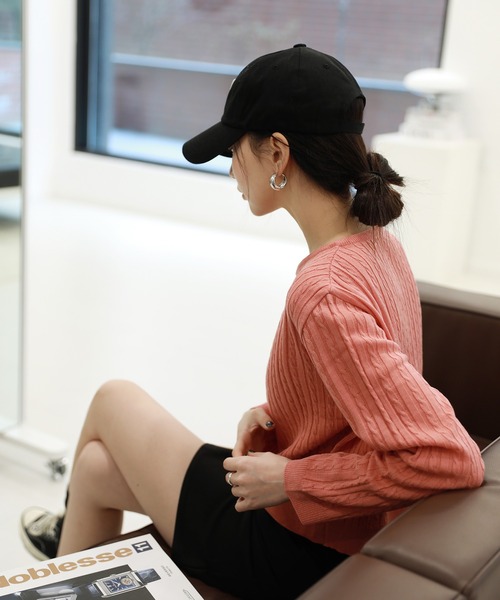 by muni:r（バイ ムニール）の「シンプルロゴPボールキャップ（キャップ・レディース・ブラック/ネイビー/グレー/ピンクベージュ・ONE SIZE）」の15枚目の写真