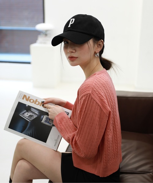 by muni:r（バイ ムニール）の「シンプルロゴPボールキャップ（キャップ・レディース・ブラック/ネイビー/グレー/ピンクベージュ・ONE SIZE）」の17枚目の写真