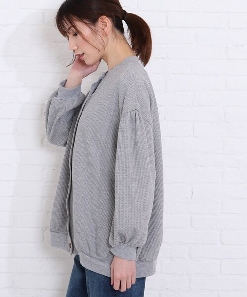 SHOO・LA・RUE（シューラルー）の「◆ワッフル前釦付きカーディガン（カーディガン/ボレロ・レディース・ライトグレー/グリーン/ライトベージュ・00）」の12枚目の写真