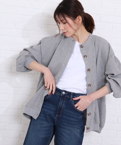 SHOO・LA・RUE（シューラルー）の「◆ワッフル前釦付きカーディガン（カーディガン/ボレロ・レディース・ライトグレー/グリーン/ライトベージュ・00）」の17枚目の写真