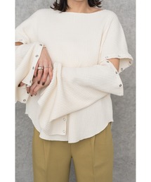 LA PEAU DE GEM | 【LA PEAU DE GEM】リングドット変形ワッフルプルオーバー(Tシャツ/カットソー)