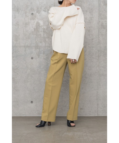 LA PEAU DE GEM(ラポドゥジェム)の「【LA PEAU DE GEM】リングドット変形ワッフルプルオーバー(Tシャツ/カットソー・レディース・ブラック/オフホワイト・FREE)」の3枚目の写真