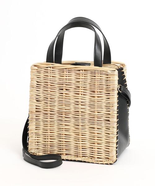 coen（コーエン）の「ヤナギスクエアショルダーバッグ（かごバッグ・レディース・ブラック/ブラウン・FREE）」の4枚目の写真