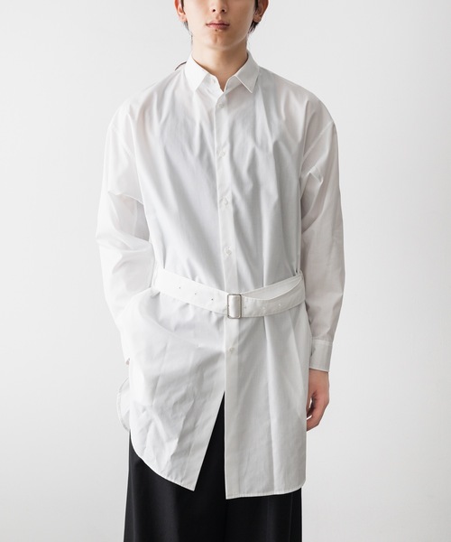 ato（アトウ）の「BELTED LONG SHRTS（シャツ/ブラウス・メンズ・ホワイト/ブラック/ブラウン・44/46/48）」の4枚目の写真