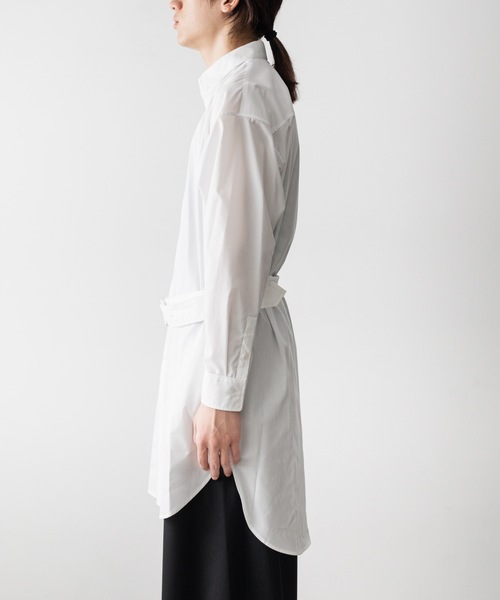 ato（アトウ）の「BELTED LONG SHRTS（シャツ/ブラウス・メンズ・ホワイト/ブラック/ブラウン・44/46/48）」の5枚目の写真