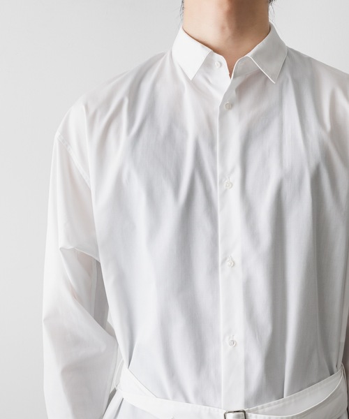 ato（アトウ）の「BELTED LONG SHRTS（シャツ/ブラウス・メンズ・ホワイト/ブラック/ブラウン・44/46/48）」の7枚目の写真