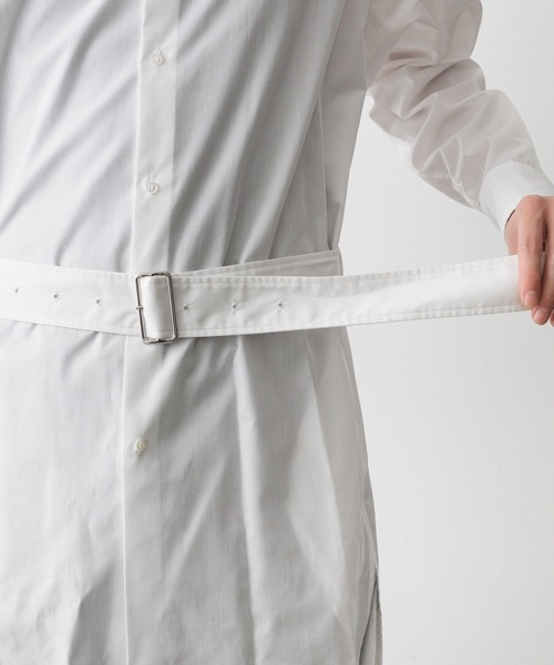ato（アトウ）の「BELTED LONG SHRTS（シャツ/ブラウス・メンズ・ホワイト/ブラック/ブラウン・44/46/48）」の8枚目の写真