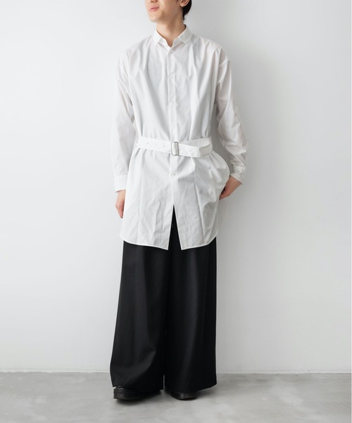 ato（アトウ）の「BELTED LONG SHRTS（シャツ/ブラウス・メンズ・ホワイト/ブラック/ブラウン・44/46/48）」の11枚目の写真
