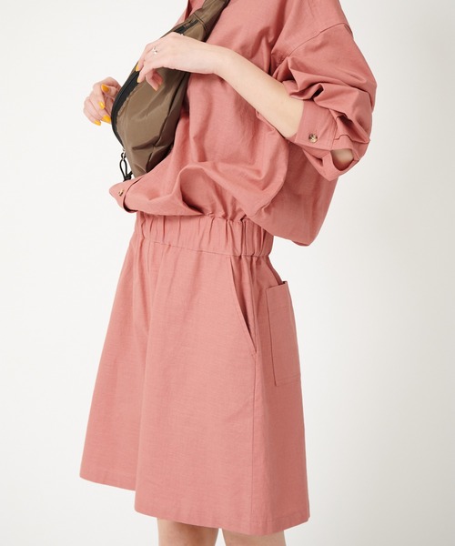 U by SPICK&SPAN(ユーバイスピックアンドスパン)の「リネンシャツオールインワン◆(サロペット/オーバーオール・レディース・ベージュ/ピンク・FREE)」の7枚目の写真