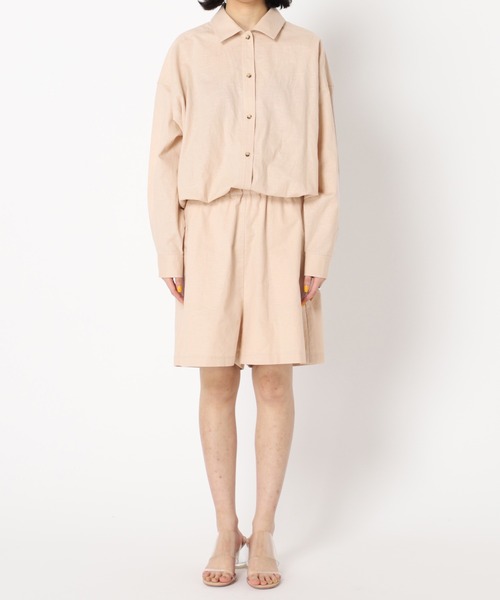 セール】リネンシャツオールインワン◇（サロペット