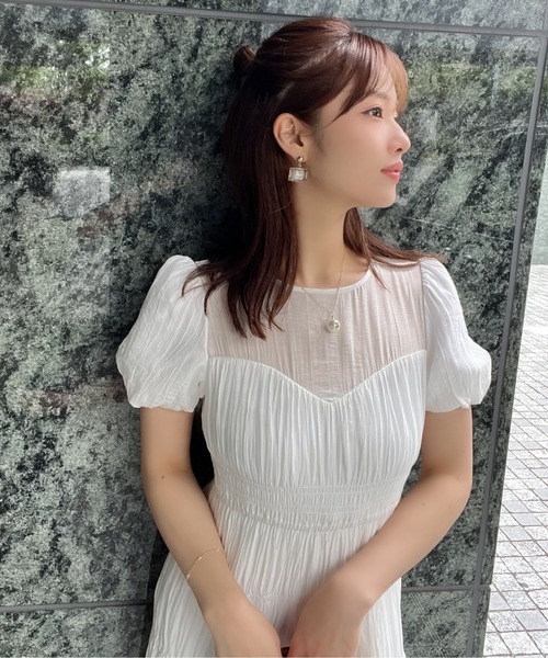 完売モデル♡エイミーイストワール ワッシャーシアーギャザーワンピース ホワイトF 完売モデル♡エイミーイストワール ワッシャーシアーギャザー