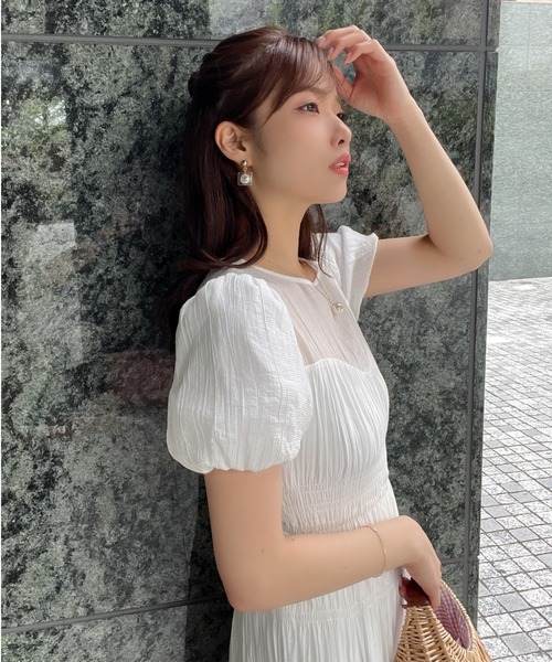 完売モデル♡エイミーイストワール ワッシャーシアーギャザーワンピース ホワイトF エイミーイストワール eimy istoire ワッシャーシアーギャザー