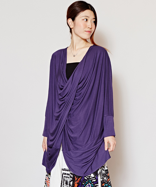 チャイハネ（チャイハネ）の「【チャイハネ】カットソードレープトップス（Tシャツ/カットソー・レディース・ターコイズブルー/ホワイト/オレンジ/キャメル/ブラック/ブルー/パープル/カーキ・FREE）」の6枚目の写真