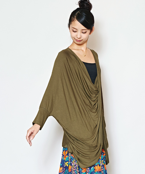 チャイハネ（チャイハネ）の「【チャイハネ】カットソードレープトップス（Tシャツ/カットソー・レディース・ターコイズブルー/ホワイト/オレンジ/キャメル/ブラック/ブルー/パープル/カーキ・FREE）」の18枚目の写真