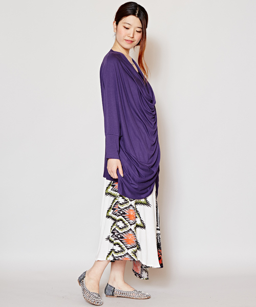 チャイハネ（チャイハネ）の「【チャイハネ】カットソードレープトップス（Tシャツ/カットソー・レディース・ターコイズブルー/ホワイト/オレンジ/キャメル/ブラック/ブルー/パープル/カーキ・FREE）」の16枚目の写真