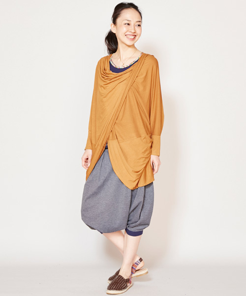 チャイハネ（チャイハネ）の「【チャイハネ】カットソードレープトップス（Tシャツ/カットソー・レディース・ターコイズブルー/ホワイト/オレンジ/キャメル/ブラック/ブルー/パープル/カーキ・FREE）」の11枚目の写真