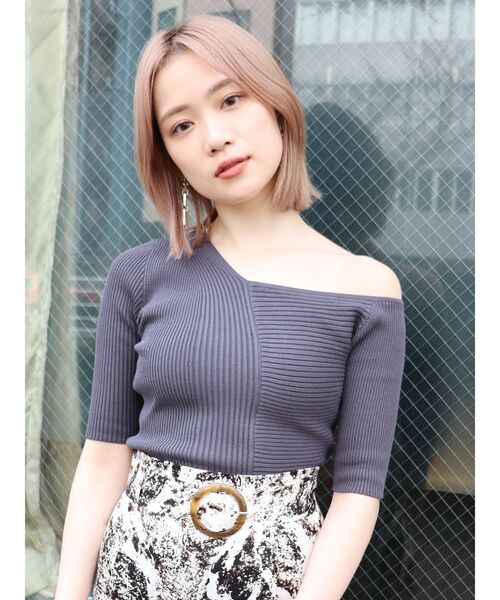 MURUA（ムルーア）の「アシメショルダーMIXリブニット（ニット/セーター・レディース・ホワイト/ブラック/グレー/ブルー・FREE）」の19枚目の写真