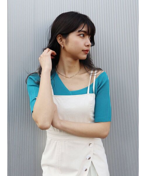 MURUA（ムルーア）の「アシメショルダーMIXリブニット（ニット/セーター・レディース・ホワイト/ブラック/グレー/ブルー・FREE）」の14枚目の写真