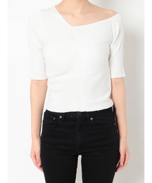 MURUA（ムルーア）の「アシメショルダーMIXリブニット（ニット/セーター・レディース・ホワイト/ブラック/グレー/ブルー・FREE）」の18枚目の写真