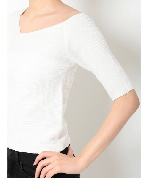 MURUA（ムルーア）の「アシメショルダーMIXリブニット（ニット/セーター・レディース・ホワイト/ブラック/グレー/ブルー・FREE）」の10枚目の写真