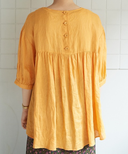 bulle de savon（ビュルデサボン）の「●60リネン　チュニックブラウス（シャツ/ブラウス・レディース・オレンジ/ブラック/ブルー・FREE）」の11枚目の写真