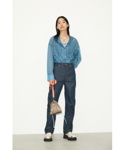 THROW by SLY(スローバイスライ)の「THROW JW CURVE SEAM TAPERED PT-A ジャストウエスト テーパード デニム パンツ(デニムパンツ・レディース・ブルー・1/0/2)」の9枚目の写真