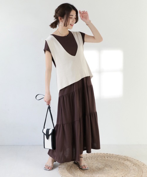 Bou Jeloud（ブージュルード）の「【WEB限定】カットティアードワンピース（ワンピース・レディース・チャコールグレー/ブラック/ブラウン/レッド・FREE）」の14枚目の写真