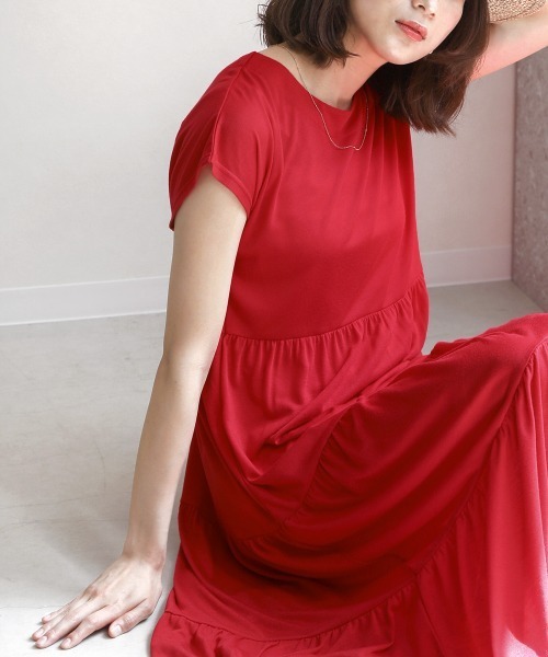 Bou Jeloud（ブージュルード）の「【WEB限定】カットティアードワンピース（ワンピース・レディース・チャコールグレー/ブラック/ブラウン/レッド・FREE）」の9枚目の写真